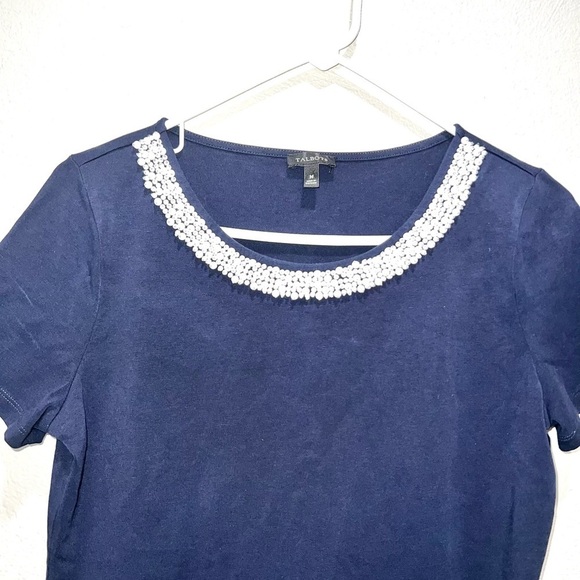 Talbots Navy Blue Beaded Top - Picture 2 of 6